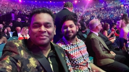 AR Rahman with son Ameen at the Grammy Awards 2022.