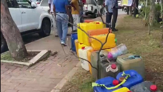 Long queues were witnessed at fuel stations in Colombo, Sri Lanka. Speaking to ANI, a school van owner said, “There is no diesel in the country. It's been 2 days but I am not able to collect the fuel.”(ANI)