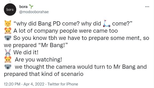 BTS also spoke about HYBE's chairman Bang Si-Hyuk.