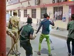 One accused attacked constables at Gorakhnath Temple gate, on Sunday night. (PTI) One accused attacked constables at Gorakhnath Temple gate, on Sunday night. (PTI)