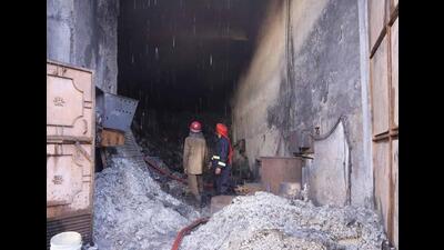 Nine fire tenders were rushed to the spot, and the fire fighting operation continued for around five hours. (HT Photo)
