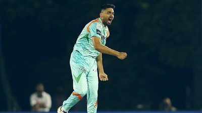 Lucknow Super Giants' Avesh Khan celebrates (ANI) Lucknow Super Giants' Avesh Khan celebrates (ANI)