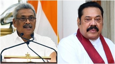 (Left) Sri Lankan president Gotabaya Rajapaksa and prime minister Mahinda Rajapaksa. (Left) Sri Lankan president Gotabaya Rajapaksa and prime minister Mahinda Rajapaksa.