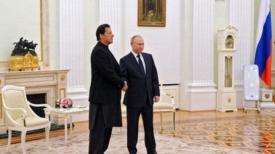 Imran Khan with Russian president Vladimir Putin at Kremlin on February 24. (Twitter/Kremlin) Imran Khan with Russian president Vladimir Putin at Kremlin on February 24. (Twitter/Kremlin)