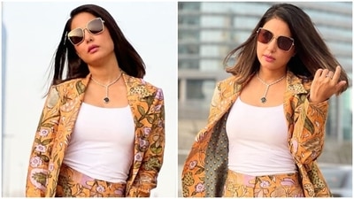 Actor Hina Khan had jetted off to Dubai with her family and boyfriend Rocky Jaiswal last week. The star has been posting several pictures from her time there and serving us with major wanderlust goals. From going on a cruise with her family to enjoying dates in the Dubai Miracle Garden and spending the day at Burj Khalifa, Hina did it all during her holiday. (Instagram/@realhinakhan) Actor Hina Khan had jetted off to Dubai with her family and boyfriend Rocky Jaiswal last week. The star has been posting several pictures from her time there and serving us with major wanderlust goals. From going on a cruise with her family to enjoying dates in the Dubai Miracle Garden and spending the day at Burj Khalifa, Hina did it all during her holiday. (Instagram/@realhinakhan)