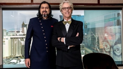Ricky Kej with fellow winner Steward Copeland (Twitter)