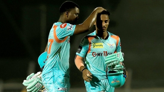 Evin Lewis and Ayush Badoni of Lucknow Super Giants(PTI) Evin Lewis and Ayush Badoni of Lucknow Super Giants(PTI)