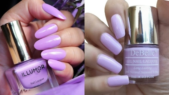 A lavender nail polish goes well with all attire and skin tones. 