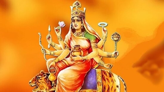 Chaitra Navratri 2022 Day 4: Maa Kushmanda, who's known to have created the universe with her smile, resides in the abode of the Sun God.(Pinterest)