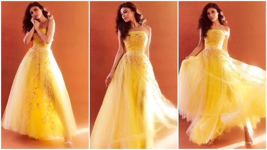 Mopuni Roy serves a princess moment in the sunshine yellow gown. 