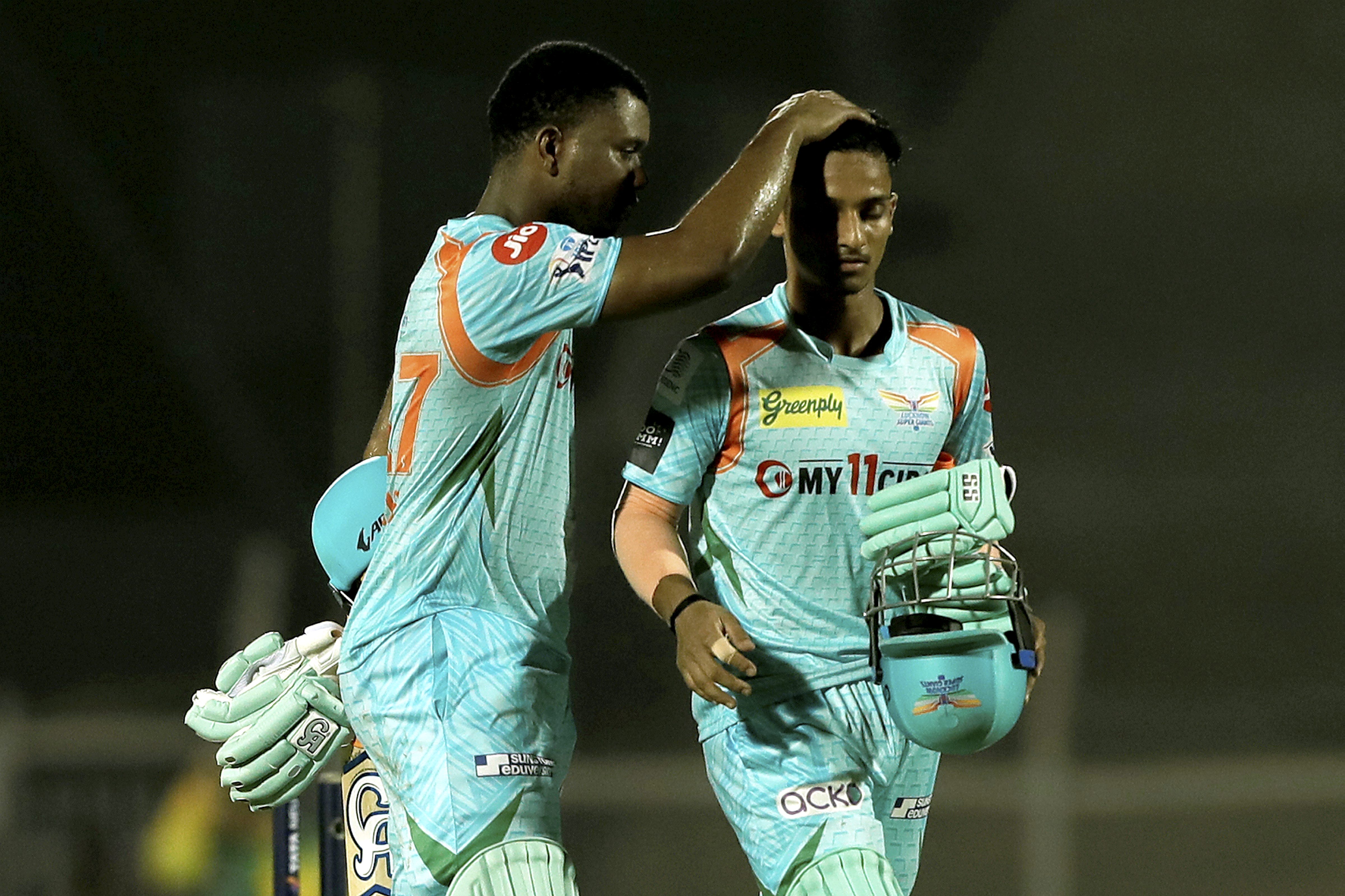 Evin Lewis and Ayush Badoni of Lucknow Super Giants (PTI) Evin Lewis and Ayush Badoni of Lucknow Super Giants (PTI)
