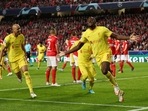 Champions League - Quarter Final - First Leg - Benfica v Liverpool - Estadio da Luz, Lisbon, Portugal - April 5, 2022 Liverpool's Ibrahima Konate celebrates scoring their first goal&nbsp;