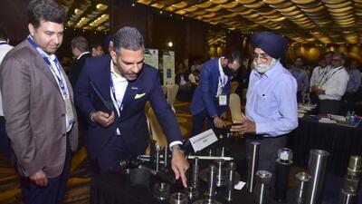 Visitors during the ACMA’s first FARM Equipment and Implements Localisation Expo to encourage localisation and import reduction in Ludhiana on April 06, 2022. (Gurpreet Singh/HT)