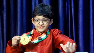 Kian Bhatt after he set the India Book of Record for the longest tabla performance by a child Kian Bhatt after he set the India Book of Record for the longest tabla performance by a child