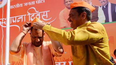 Uttar Pradesh chief minister Yogi Adityanath at the BJP’s 42nd foundation day celebrations in Lucknow. (HT Photo) Uttar Pradesh chief minister Yogi Adityanath at the BJP’s 42nd foundation day celebrations in Lucknow. (HT Photo)
