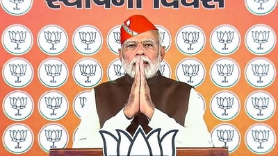Prime Minister Narendra Modi addresses party workers on 42nd foundation day, (PTI)