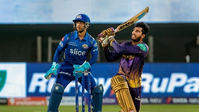 Pune: Venkatesh Iyer of Kolkata Knight Riders plays a shot during match 14 of the Indian Premier League 2022 cricket tournament between the Kolkata Knight Riders and the Mumbai Indians, at the MCA International Stadium in Pune, Wednesday, April 6, 2022. (Sportzpics for IPL/PTI Photo)(PTI04_06_2022_000290B) (PTI) Pune: Venkatesh Iyer of Kolkata Knight Riders plays a shot during match 14 of the Indian Premier League 2022 cricket tournament between the Kolkata Knight Riders and the Mumbai Indians, at the MCA International Stadium in Pune, Wednesday, April 6, 2022. (Sportzpics for IPL/PTI Photo)(PTI04_06_2022_000290B) (PTI)