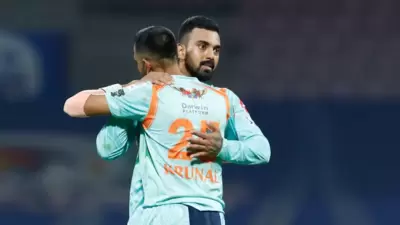 KL Rahul with Krunal Pandya. (IPL) KL Rahul with Krunal Pandya. (IPL)