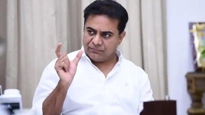 KTR has kicked up a Telangana-Karnataka feud after he openly invited a startup to his state. (HT PHOTO.) KTR has kicked up a Telangana-Karnataka feud after he openly invited a startup to his state. (HT PHOTO.)