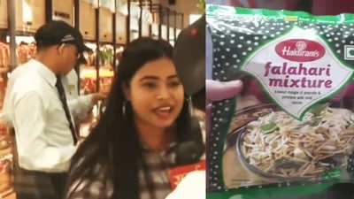 The Sudarshan News TV reporter claims Haldiram wants to hide "something" and promote "something", The Sudarshan News TV reporter claims Haldiram wants to hide "something" and promote "something",