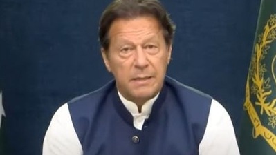 Outgoing Pakistan PM Imran Khan in one of his recent addresses to his nation.