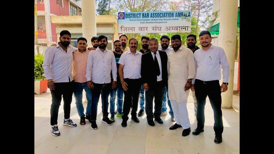 The men who were acquitted in the attempt to murder case in Ambala on Wednesday. (HT Photo)