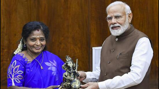 Telangana governor Tamilisai Soundararajan explained to Prime Minister Modi how the KCR-led government was showing utter disrespect towards the institution of the governor, a Raj Bhavan official said on the condition of anonymity. (PTI)