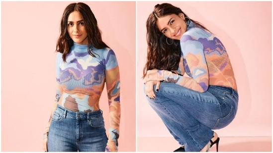 Mrunal Thakur is on a spree of making us drool with her snippets from her fashion photoshoots. The actor, a day back, shared a slew of pictures of herself from her photoshoot and it is making fashion lovers scurry to take notes on how to blend simplicity and style into a stunning casual ensemble.(Instagram/@mrunalthakur)