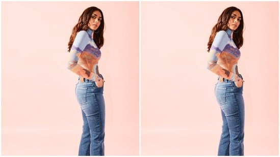 Mrunal paired a body-hugging top with a pair of denims and posed for the pictures.(Instagram/@mrunalthakur)
