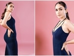 Mrunal Thakur has started with the countdown to the release of her film Jersey which is just a week away from hitting theatres. Sharing her excitement on Instagram, the actor posted a slew of pictures in a royal blue strappy body-hugging midi dress and wrote, 