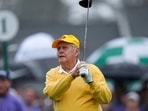 Jack Nicklaus hits his tee shot during the honorary starter ceremony before the first round at the Masters golf tournament.(AP) Jack Nicklaus hits his tee shot during the honorary starter ceremony before the first round at the Masters golf tournament.(AP)