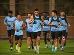 Mumbai City FC players train ahead of their AFC Champions League opener against Al Shabab.(Mumbai City) Mumbai City FC players train ahead of their AFC Champions League opener against Al Shabab.(Mumbai City)