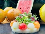 Hydrate yourself with Midori Infused Trio Melon Salad. Recipe inside