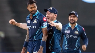 Gujarat Titans' skipper Hardik Pandya celebrates a wicket during the IPL 2022 (IPL Twitter) Gujarat Titans' skipper Hardik Pandya celebrates a wicket during the IPL 2022 (IPL Twitter)