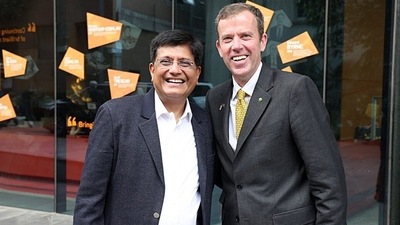 Union Minister for Commerce and Industry Piyush Goyal with Australia's Minister for Trade, Tourism and Investment Dan Tehan (ANI Photo/Piyush Goel Twitter) (ANI) Union Minister for Commerce and Industry Piyush Goyal with Australia's Minister for Trade, Tourism and Investment Dan Tehan (ANI Photo/Piyush Goel Twitter) (ANI)
