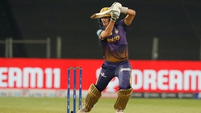Kolkata Knight Riders Pat Cummins plays a shot against Mumbai Indians (ANI) Kolkata Knight Riders Pat Cummins plays a shot against Mumbai Indians (ANI)