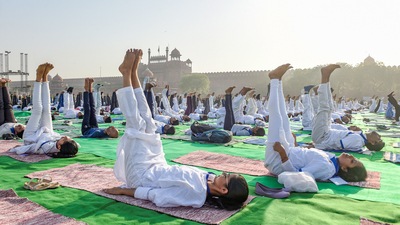 Participants from all age-groups came to Red Fort to celebrate the World Health Day. "in view of the Azadi ka Amrit Mahotsav, the Yoga Utsav has been organized 75 days prior to the International Yoga Day for encouraging everyone to opt for a healthy lifestyle," Birla also said, according to news agency ANI. (PTI) Participants from all age-groups came to Red Fort to celebrate the World Health Day. "in view of the Azadi ka Amrit Mahotsav, the Yoga Utsav has been organized 75 days prior to the International Yoga Day for encouraging everyone to opt for a healthy lifestyle," Birla also said, according to news agency ANI. (PTI)