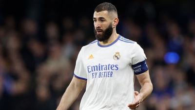 Champions League - Quarter Final - First Leg - Chelsea v Real Madrid - Stamford Bridge, London, Britain - April 6, 2022 Real Madrid's Karim Benzema in action (Action Images via Reuters)