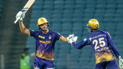 Pat Cummins hit a 14-ball fifty vs MI in IPL 2022 (IPL/BCCI)