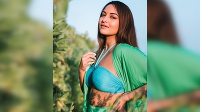 Sonakshi Sinha picked this vibrant green and blue comfy yet stylish resort wear from the clothing line Juana. (Instagram/@aslisona)