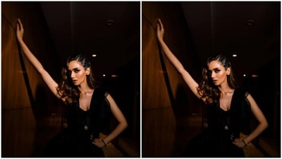 Manushi played muse to the fashion designer Surya Sarkar and picked a stunning black gown for the pictures. (Instagram/@manushi_chhillar)