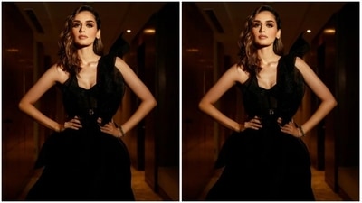 Assisted by makeup artist Tanvi, Manushi opted for a heavy makeup look to complement her attire. In smokey eyeshadow, black winged eyeliner, black kohl, mascara-laden eyelashes, drawn eyebrows, contoured cheeks and a shade of nude lipstick, Manushi looked fashion-ready. (Instagram/@manushi_chhillar)