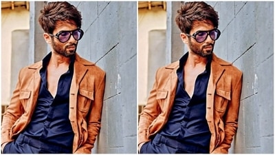 Shahid paired a prussian blue shirt with a pair of prussian blue formal trousers. He teamed it with a brown jacket and added more sass to his look. (Instagram/@shahidkapoor)