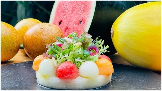 Hydrate yourself with Midori Infused Trio Melon Salad. Recipe inside