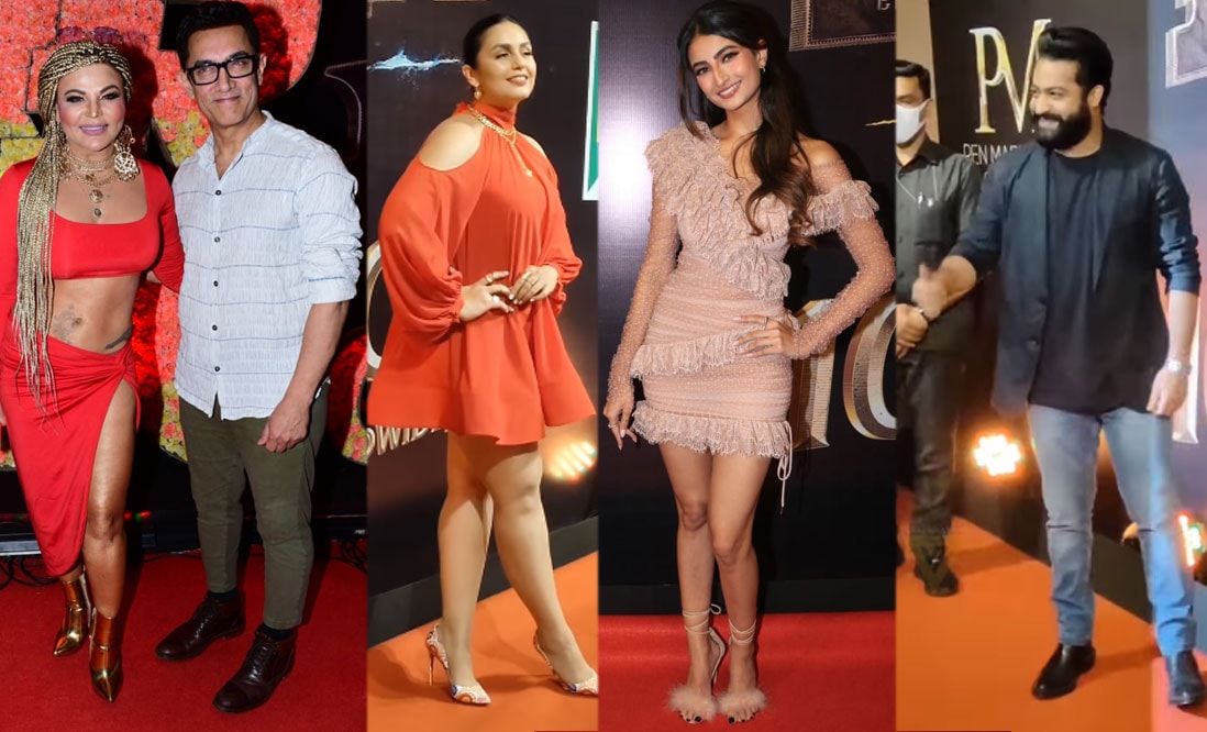 Rakhi Sawant and Aamir Khan, Huma Qureshi, Palak Tiwari, Jr NTR at the RRR bash. (Varinder Chawla)