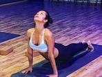 Malaika Arora does the Bhujangasana or the Cobra Pose. Malaika Arora does the Bhujangasana or the Cobra Pose.