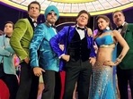 Vivaan Shah, Sonu Sood, Abhishek Bachchan, Shah Rukh Khan, Deepika Padukone, and Boman Irani in a still from Indiawalle, a song from Happy New Year. Vivaan Shah, Sonu Sood, Abhishek Bachchan, Shah Rukh Khan, Deepika Padukone, and Boman Irani in a still from Indiawalle, a song from Happy New Year.