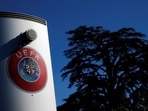 A logo is pictured outside the UEFA in Nyon, Switzerland(REUTERS)