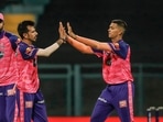 Yuzvendra Chahal of Rajasthan Royals celebrates with teammates(PTI) Yuzvendra Chahal of Rajasthan Royals celebrates with teammates(PTI)
