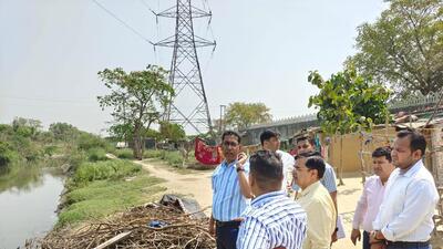 The Greater Noida authority chief executive officer Narendra Bhooshan and others at Kasna village on Friday. (Sourced) The Greater Noida authority chief executive officer Narendra Bhooshan and others at Kasna village on Friday. (Sourced)